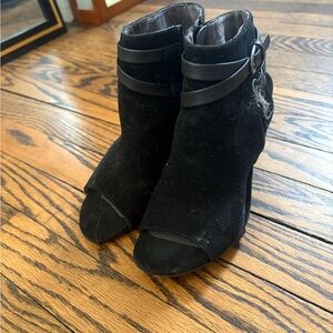 White Mountain Black Peep-Toe Ankle Booties